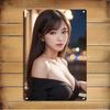 Wall Art Metal Framed, Korean Minimalist Face Wall Decor for Home Christmas Gift