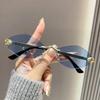 Vintage Rimless Fashion Sunglasses Trendy Rhombus Men Women Shades Eyewear Sun Glasses Sunglasses for Men