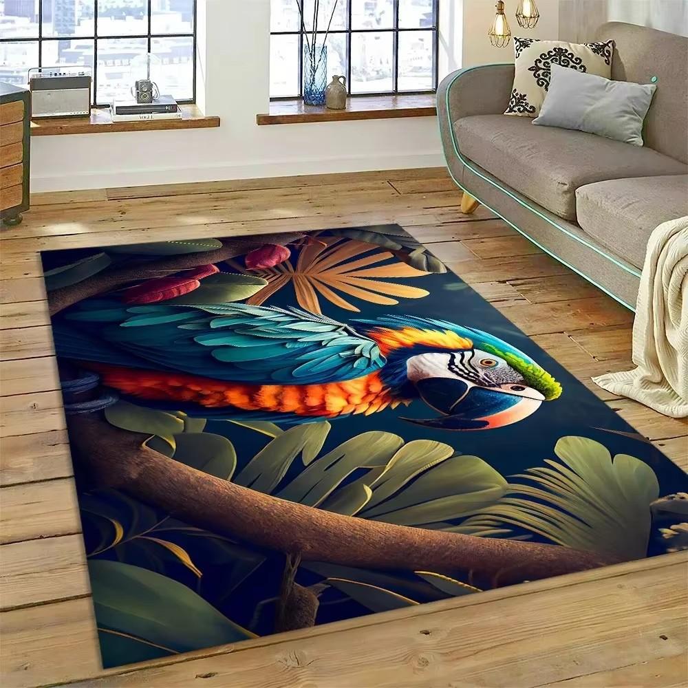 Niedlicher Traumvogel Papagei Pfau Teppich Wohnzimmer Badezimmer Dekor Teppich Maschinenwaschbare Matte Rutschfeste Fußmatte Eingangstürmatte