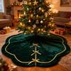 Christmas Tree Skirt Velvet Furry Scallop Tree Skirt with Gold Lace Trim for Rustic Xmas Holiday Home Indoor Party Decor