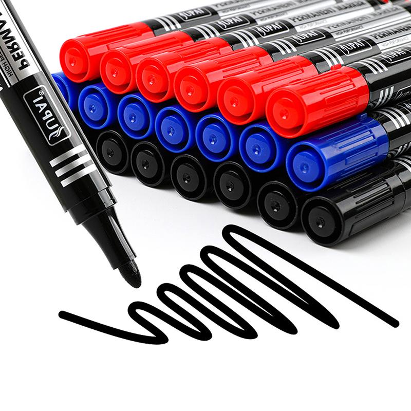Waterproof Marker Pen Oil Permanent Dual Tip 2.8 Mm Nib Black Blue Red Art Marker Pens School Office Stationery