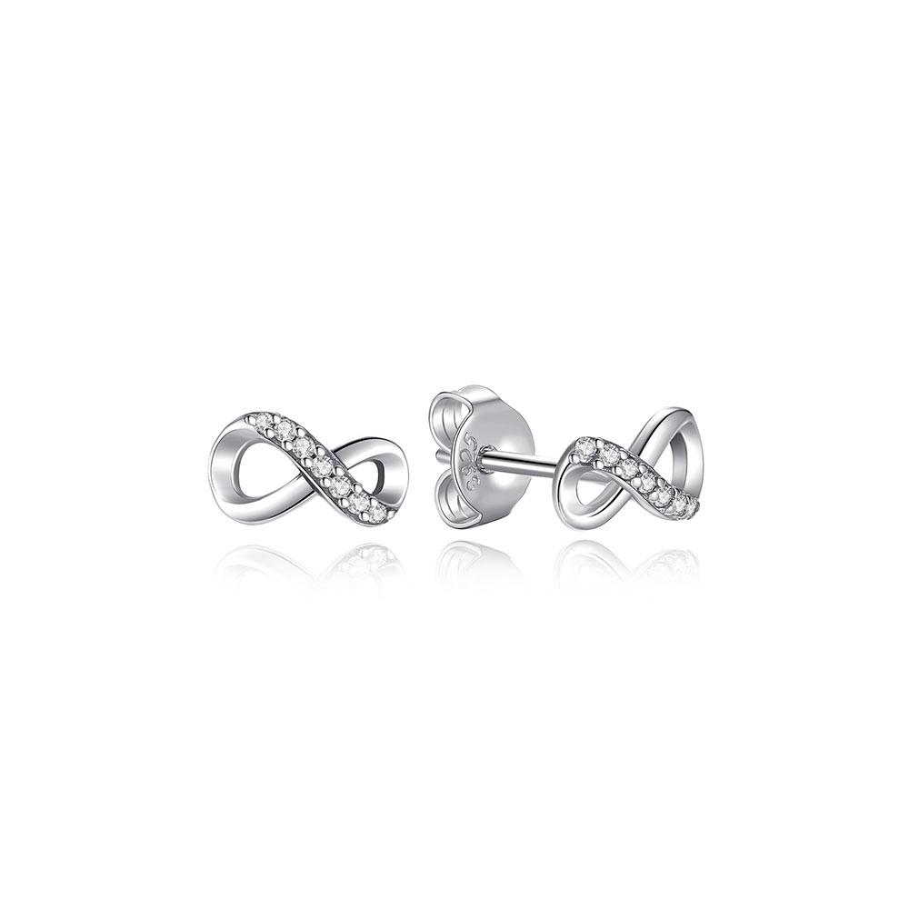 Original 925 Silver Earrings Infinity Love Heart Piercing Crystals Stud Earings For Women Birthday Gift Luxury Jewelry
