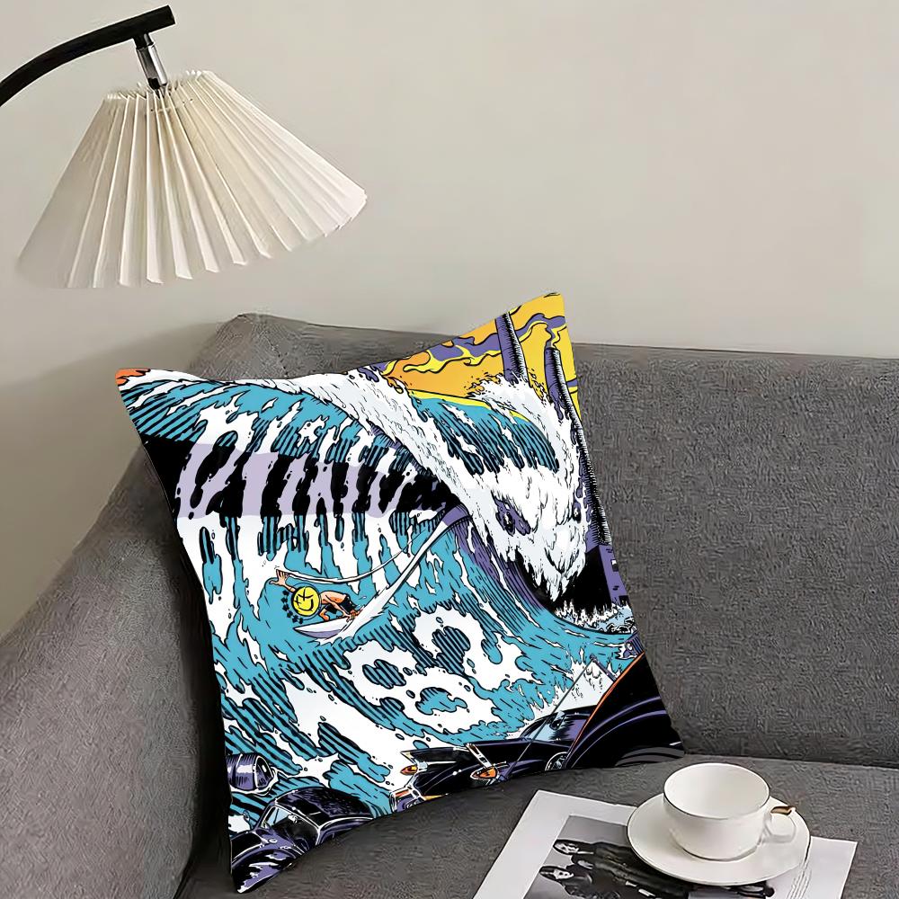 Famous Punk Band B-Blink-182 Cushion Cover Pillowcase Ultra Soft Skin Friendly Fabric Cloud Like Comfort & Concealed Zipper