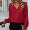 Autumn Women's Casual Long Sleeved Red Shirt for Women Blouses & Shirts