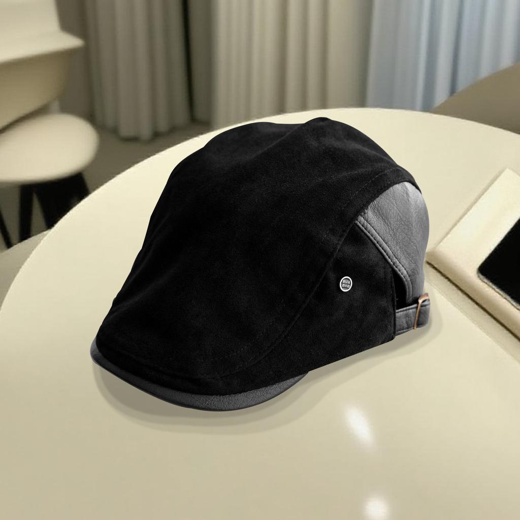 Vintage Solid Color Striped Beret for Women, Spring and Autumn Japanese Style, Versatile, Face-Slimming Duckbill Cap, Reversible Newsboy Cap