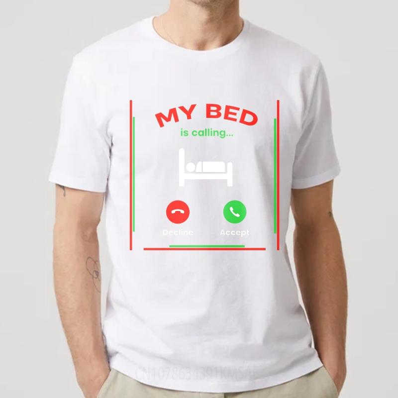 Casual tshirt Printed Women short sleeve tshirt Daily Wear My Bed Is Calling Decline Accept Comfort Boys tees summer Unisex tees