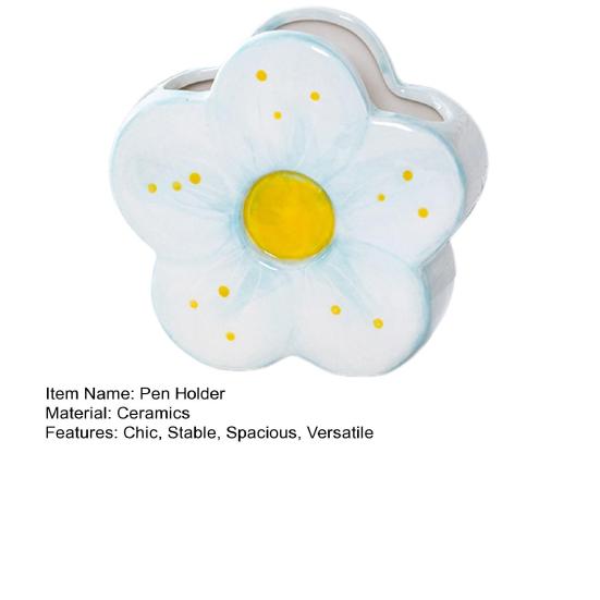 Keramischer Blumen Stifthalter Niedlicher Schreibtisch Büro Aufbewahrungsbox Schreibwarenregal Multifunktionaler Ästhetischer Schreibtischorganizer für Make-up-Werkzeuge Lineale Pinsel