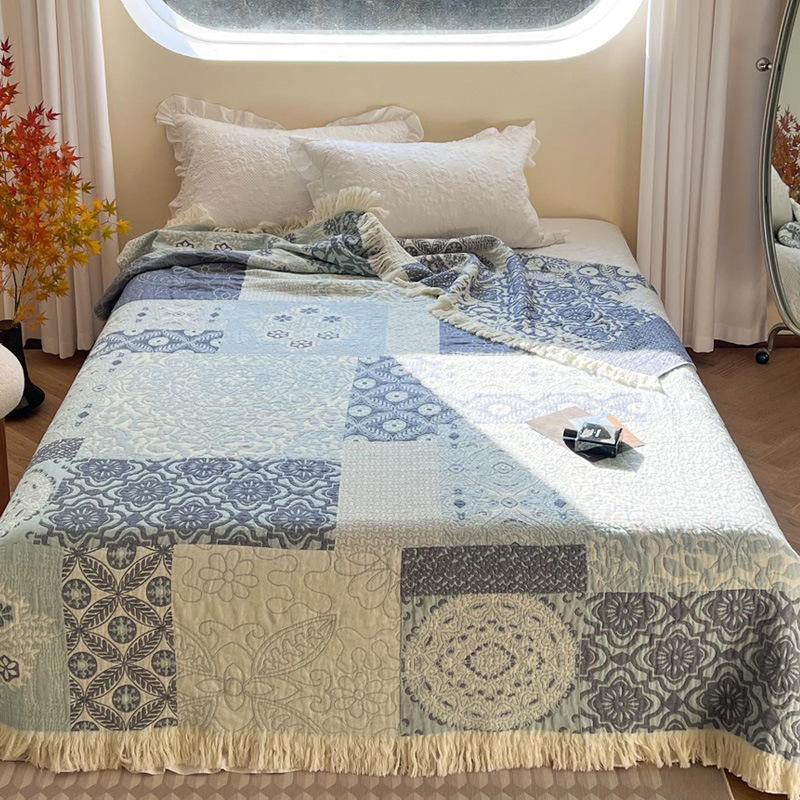 Four-layer Cotton Gauze Throw Blanket Couch Thickened Towel Quilt Single Double Lunch Break Summer Cool Quilt Sofa Cover Blanket For Adult