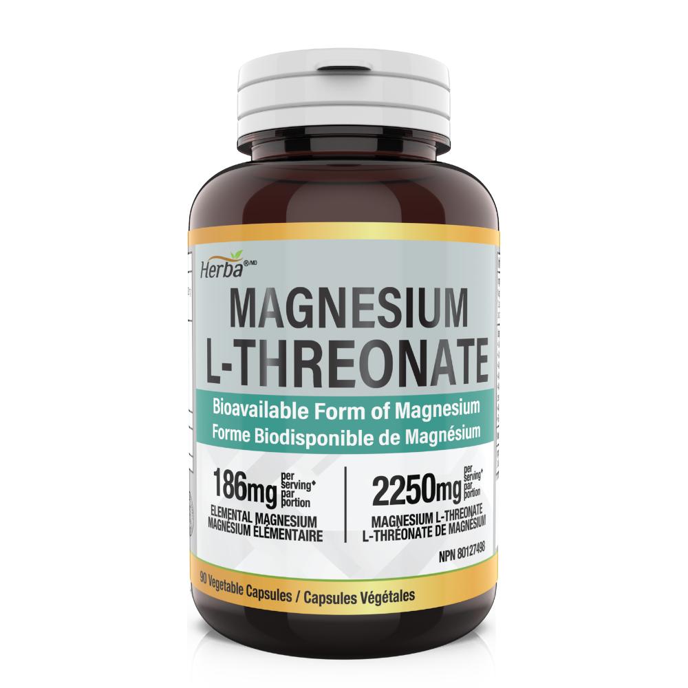 Magnesium Threonate 90 Capsules Magnesium L-Threonate 2250mg Herba Canada 1 Pcs