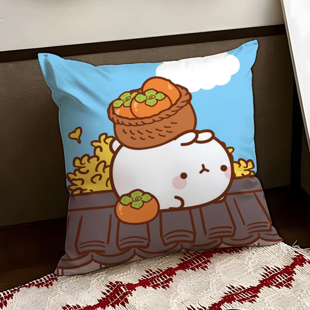Cute MMolang Cushion Cover Reversible Soft Durable Pillow Cover Home Car MultiScene Use for Daily Comfort