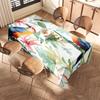 Artistic Birds Tablecloth with Leaves Design for Home Decor Multi Color Floral Kitchen Table Cover
