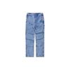 Li Ning Skateboard Series Solid Color Spliced Loose Straight Leg Washed Denim Pants Men Bottoms Light-Blue AJQU021-4