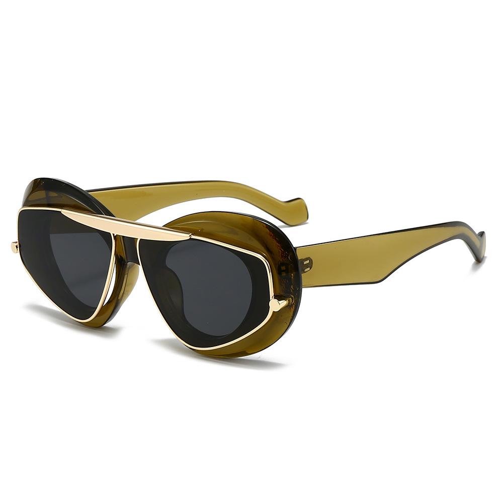Fashion Large Frame Sunglasses Ins Street Shot Cat-Eye Glasses Fashion Personality Anti-Ultraviolet Sunglasses
