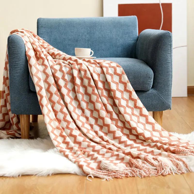 Nordic Knit Plaid Blanket Super Soft Bohemia Blanket For Bed Sofa Cover Bedspread Plaid On The Sofa Decor Blankets With Tassel