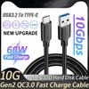 USB3.2 10Gbps Cable USB Type A To USB C 3.1/3.2 Gen2 Cable Data Transfer USB C SSD Hard Disk Cable 3A 60W QC 3.0 Fast Charging