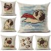 Kissenhülle Möpse Hund Bedruckt Leinen Dekokissenbezug Cartoon Illustration Kissenbezug Auto Sofa Heim Dekorative Kissenhülle