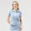 HENRY STUART Women'S Color-Blocked Half-Zip T-Shirt Blue