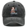Dog Coffee Print Snapback Baseball Hat, Animal Sports Hat Sun Visor Trendy Curved Brim Cozy Adjustable Sun Hat