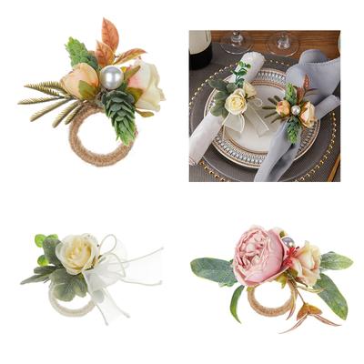 Set of 6 Spring Vine Design Napkin Holder Rings Multipurpose Napkin Rings for Banquets Gatherings or As Home Decoration