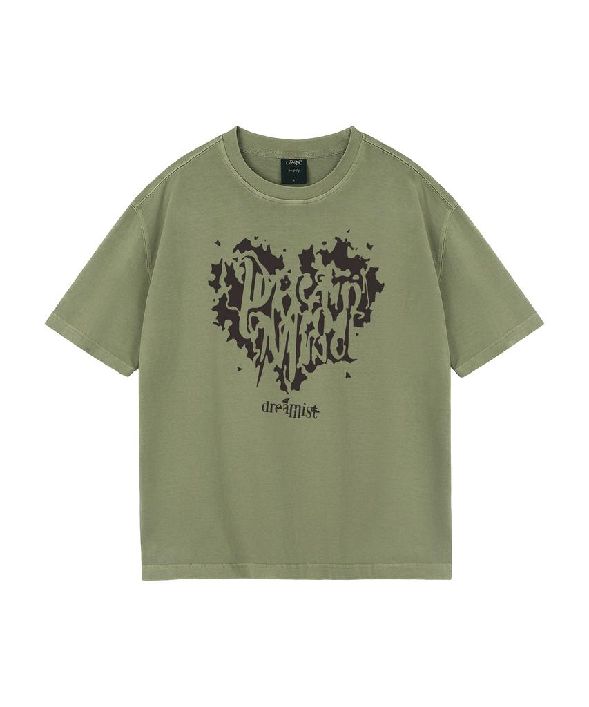 WILDROCK Hollysheesh Dreamist Heart Pigment Oversized Short Sleeve T-Shirt_6 Colors (Crop Included) (Type B)