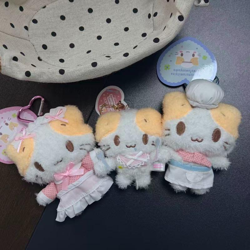 NIEUWE Marshmallow Kat Dessert Serie Kook pluche speelgoed sleutelhanger Cartoon Pluizig Masyumaro Fuwafuwa Nyanko poppen speelgoed hanger decoratie