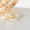 Sweet Flower Moonstone Earrings Simple Niche Earrings Versatile Cute Girl Short Earrings