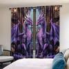 2pcs Rod Pocket Dragon Print Curtains - Semi-Sheer Polyester Pongee Fantasy Library Decor for Bedroom, Living Room - Machine Was