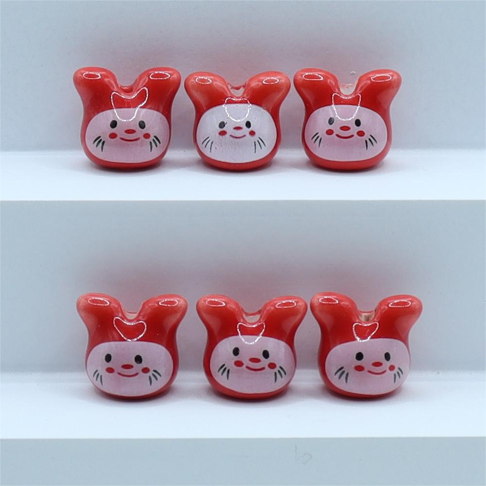 Cute Little Rabbit Glazed Ceramic Beads for DIY Jewelry and Accessories
