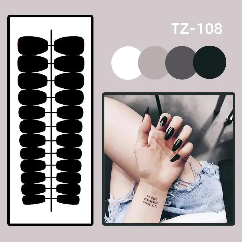 24Pcs Green Cat Eye Floral Short Almond Round Press On Nails Set