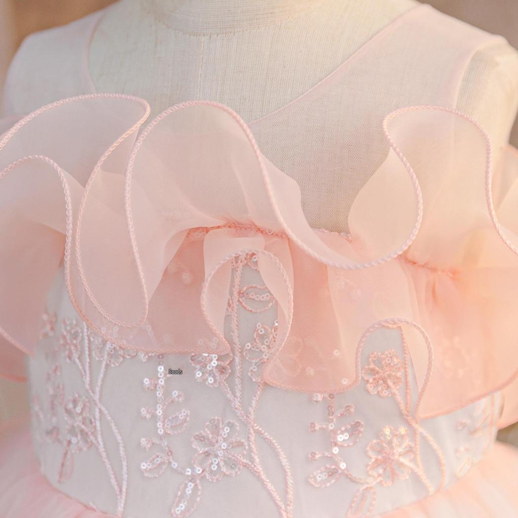 Girls' Ruffled Mesh Princess Dress - Formal Holiday & Piano Performance Outfit