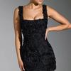 Yousheng Damen Abendkleid 3D Rose Eckiger Ausschnitt Ärmellos Slim Fit Rückenfrei Einfarbig Leicht Cocktailparty Abschlussball Mini Kleid