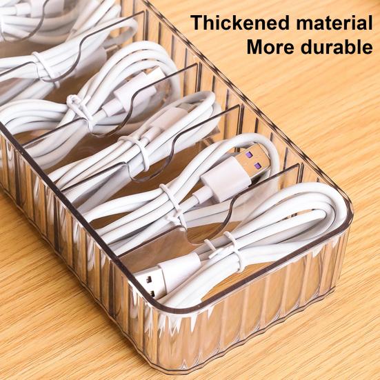 Data Cable Storage Box Anti-winding Dust-proof Large Space Desk Multi-purpose Charging Cable Organizer Box for Home