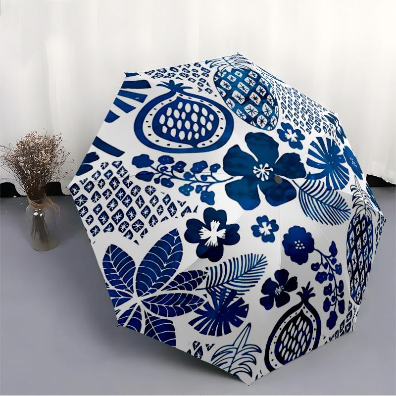 1pc Pineapple Floral Automatic Open/Close Umbrella with One Touch Button,, Windproof Design Lightweight Portable Umbrella for Women & Men6133