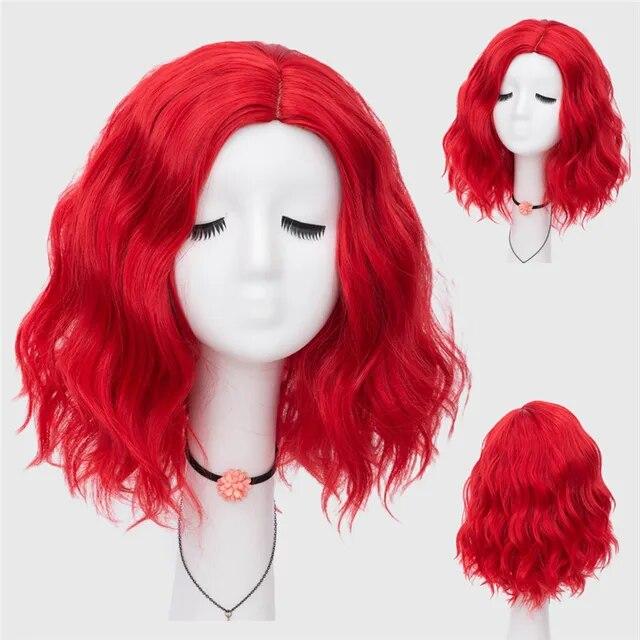 Synthetic Hair for Women Blue Pink Orange Purple White Black Red Short Wave Cosplay Wig Heat Resistant