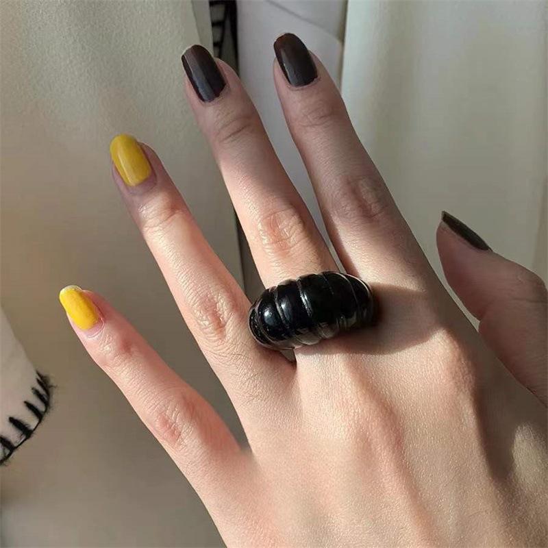 Anillos Irregulares Anchos Grandes Gruesos para Mujeres Vintage Acrílico Resina Otoño Invierno Geométricos Apilables Joyería para Dedos