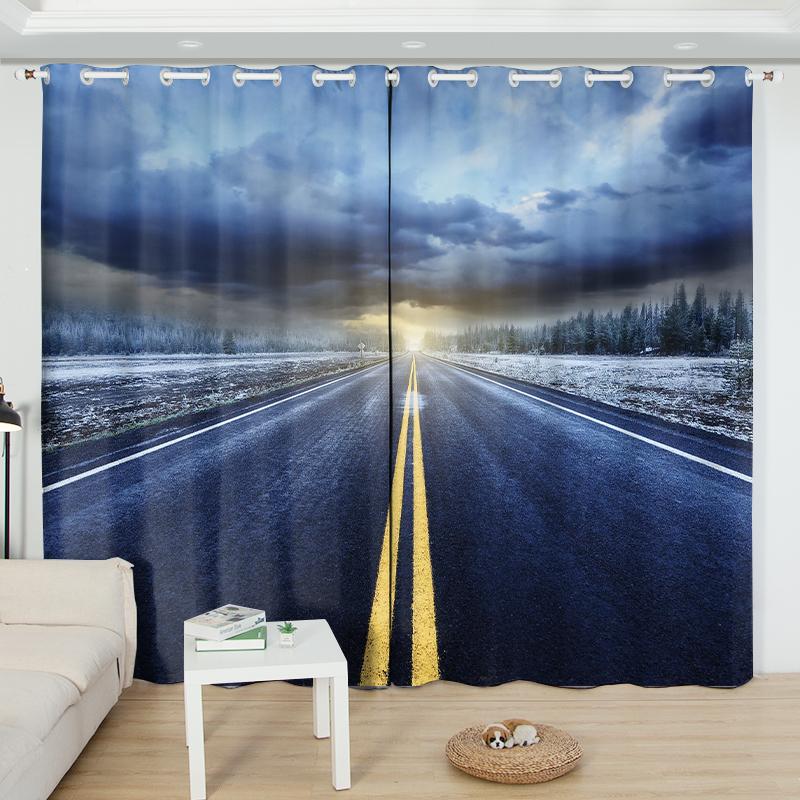 2Panels No Man's Land Highway Curtains Plain Nature Curtains for Bedroom Living Room Kitchen Window Blinds Cortinas De Salon