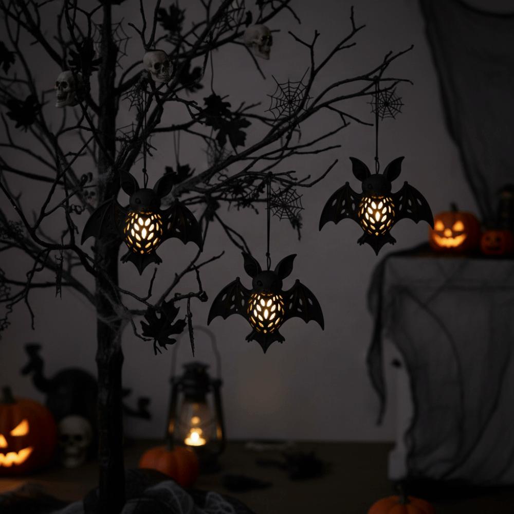 2PCS Openwork Bat Decorative Hanging Lamp Plastic Halloween Bat Lampshade Bat Chandelier Halloween