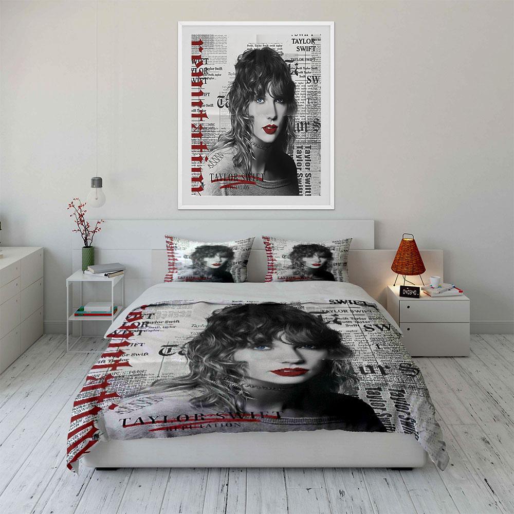 Reputation Taylor Swift Poster Bedding Duvet Cover Set Duvet Cover Pillowcases (1*Duvet Cover 2*Pillowcases, Without Duvet Insert)