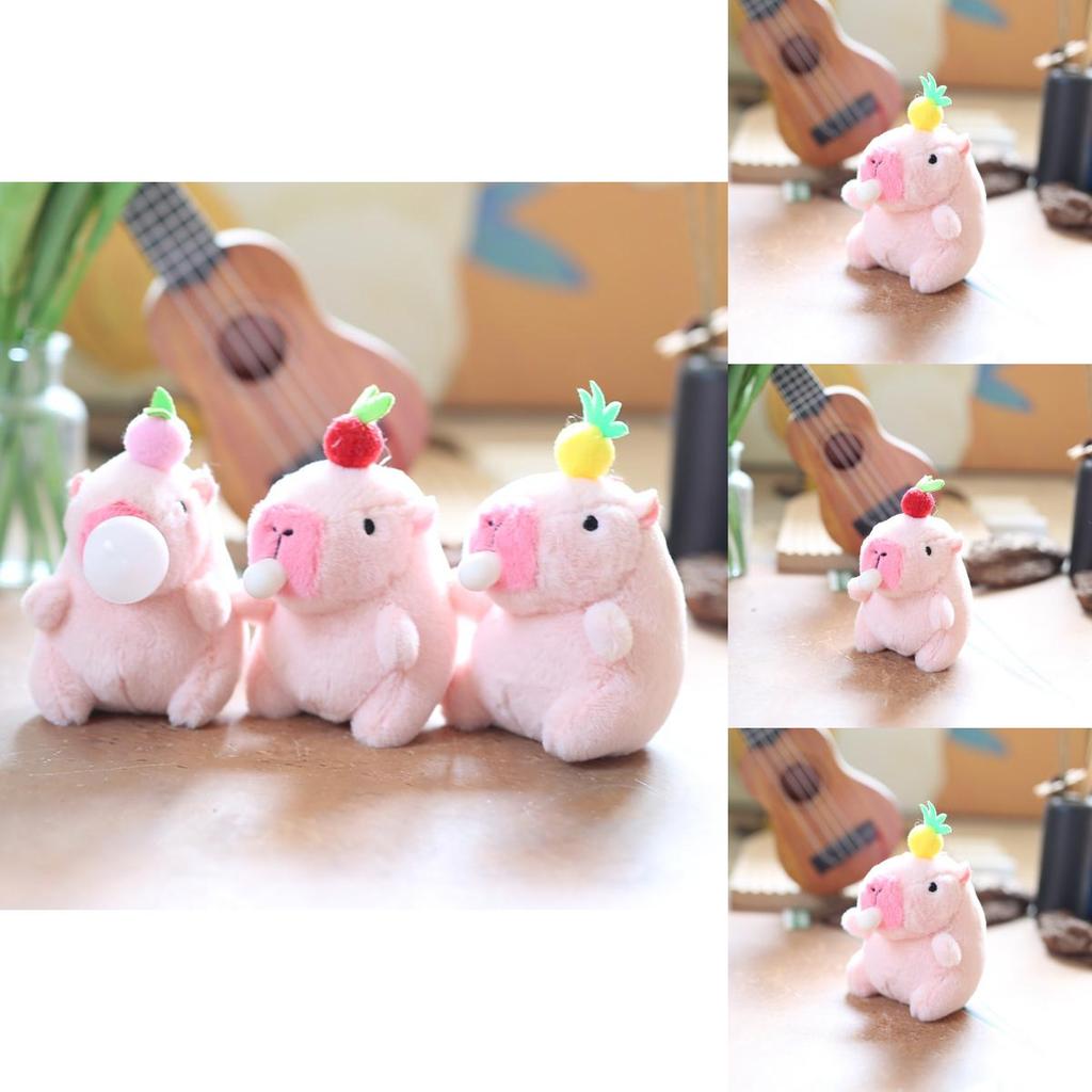 Schattige Leuke Bellen Blaas Capybara Pluche Speelgoed Sleutelhanger Zacht Knuffeldier In Geel Rood Roze
