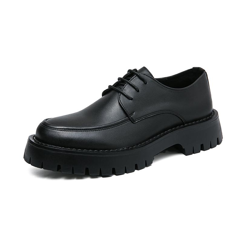 New Platform Shoes Loafers Shoes Men Thick-Soled Wedding Shoes Black Formal Business Shoes Slip-On Leather Increase Casual Shoes