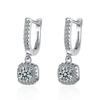 925 Sterling Silver Zircon Square Piercing Stud Earrings For Women Bridal Engagement Party Jewelry Prevent Allergy Eh410