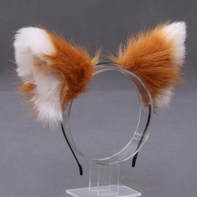 Kürk Hayvan Kedi Tilki Kulaklı Saç Halka Takımı Parti Cosplay Kürk Saç Bandı Kızlar Moda Cadılar Bayramı Anime Saç Bantları Saç Aksesuarları