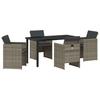 Garden Dining Set with Cushions 5 Pcs Grey Poly Rattan