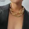 Lacteo Punk Mehrschichtige Goldfarbene Kette Choker Halskette Schmuck für Frauen Hip Hop Große Dicke Klobige Schlüsselbein Kette Halskette
