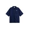 Club Solid Color Single Button Adjustable Hem Design Loose Comfortable Short Sleeve Shirt Men Shirts Deep-Navy FN3903-410