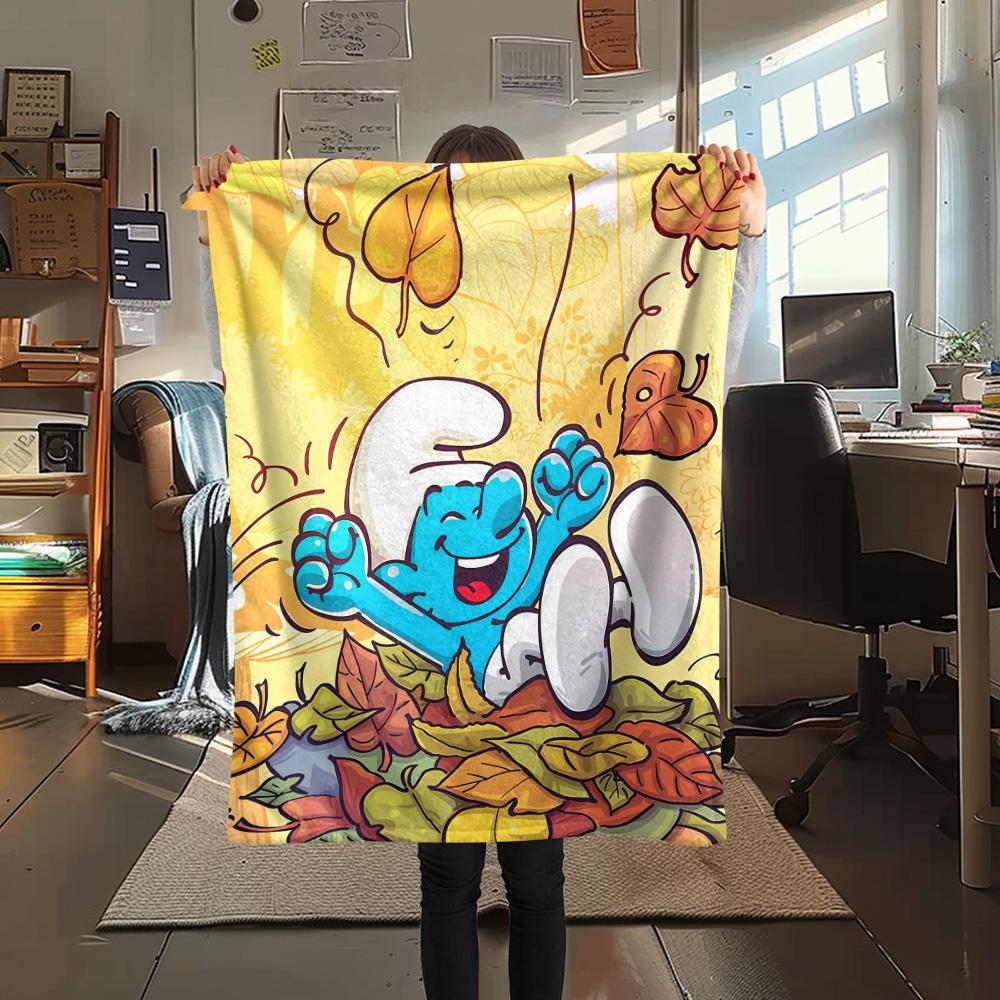 The Smurfs Flannel Blanket, High Quality Comfortable for All Seasons, Home Decor, Warmth and Comfort