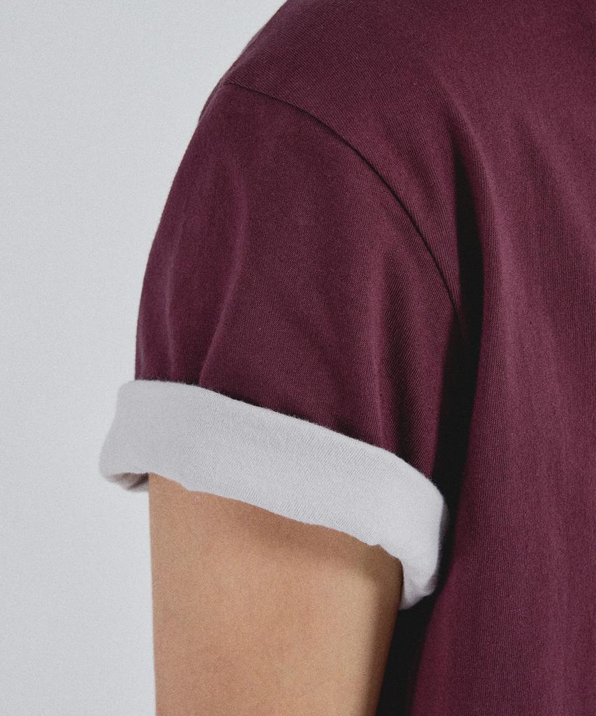 SLOWACID Sa Refined Flip-Cuff Semi-Crop Tee [Dark Plum]