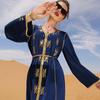 Solid Color Heavy Industry Rhinestone Luxury Muslim Dress Dubai Ramadan Long Sleeve Dress Abaya