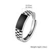 Xiaomi Vnox Mens Open Rings, Black Enamel Signet Ring, Watch Band Grooved Finger Band, Adjustable Jewelry