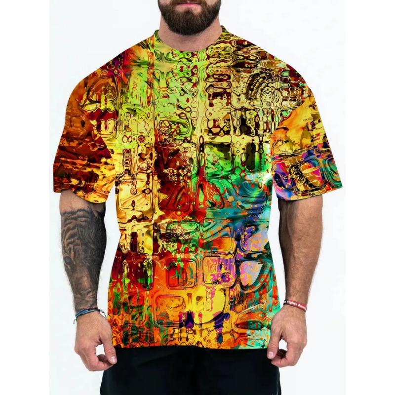 3D T-shirt Men's Fashion Hip Hop O-neck Short Sleeved Top Abstract Harajuku Men's T-shirt